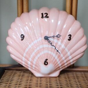 Vintage Blush Ceramic Shell Wall Clock - Coastal, Coquette,  Feminine Decor